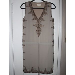 Freeway Brown Beaded Dress with Tie Waist
